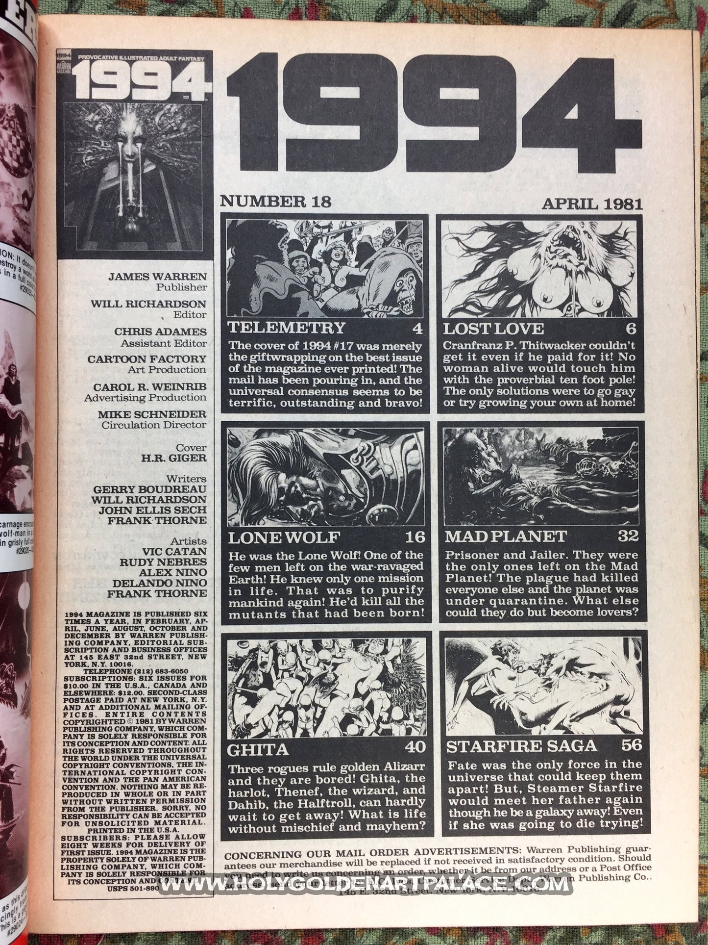 1994 # 18 Warren Magazine APR 1981 Eighteen <HBBMAG20>