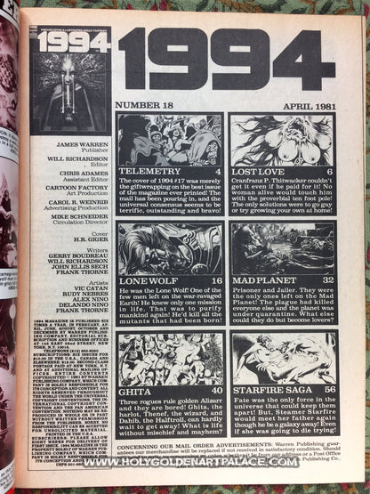 1994 # 18 Warren Magazine APR 1981 Eighteen <HBBMAG20>