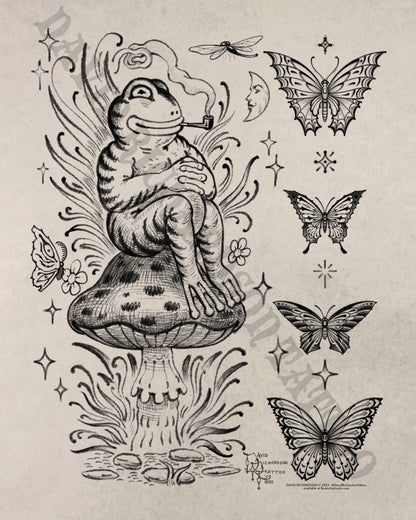 FROG AND BUTTERFLIES •FRAMED•